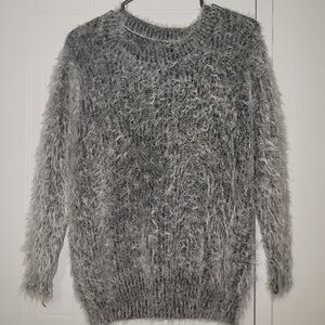 Cozy Fuzzy Crewneck Sweater - Gray